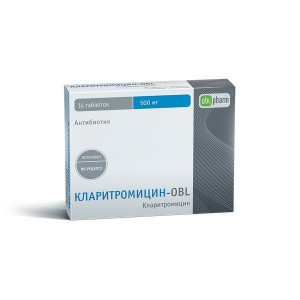 КЛАРИТРОМИЦИН-OBL 500МГ. №14 ТАБ. П/П/О /ОБОЛЕНСКОЕ/