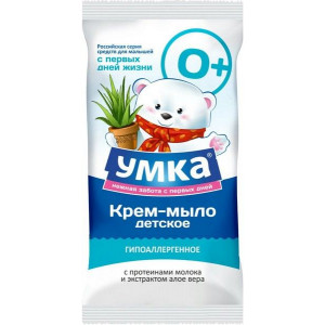 УМКА КРЕМ-МЫЛО МОЛОКО+АЛОЭ ДЕТСК. 0+ 80Г.