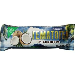 ГЕМАТОГЕН ПЛИТКА КОКОС 40Г. /ЭКЗОН/ ГЕМАТОГЕН ПЛИТКА КОКОС 40Г. /ЭКЗОН/
