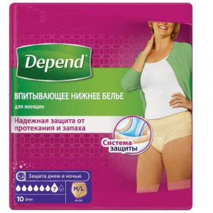 ДЕПЕНД ТРУСЫ-ПОДГУЗНИКИ Д/ЖЕН. M/L №10 БЕЛЬЕ ВПИТ. [DEPEND]