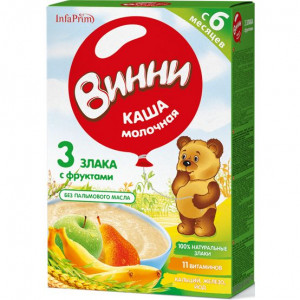 ВИННИ КАША 200Г. 3 ЗЛАКА+ФРУКТЫ МОЛ. 6+