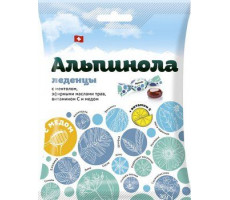 АЛЬПИНОЛА ЛЕДЕНЦЫ МЕНТОЛ+ТРАВЫ+ВИТ.С+МЕД 75Г.