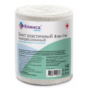 КЛИНСА БИНТ ЭЛАСТ. КОМПРЕС. СР 8Х300СМ (ЗАСТЕЖКА)