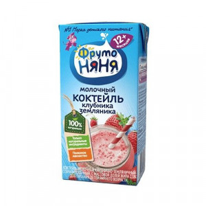 ФРУТОНЯНЯ ДЕСЕРТ КОКТЕЙЛЬ МОЛОЧНЫЙ КЛУБНИКА+ЗЕМЛЯНИКА 2,1% ЖИРА 200МЛ. 12+МЕС.