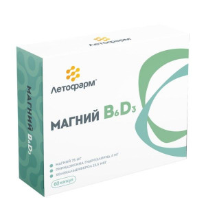ЛЕТОФАРМ МАГНИЙ В6 D3 №60 КАПС.