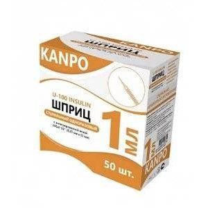 КАНПО ШПРИЦ ИНСУЛ. 3-Х КОМП. 1МЛ. U100 С ИГЛОЙ 29G 0,33Х13ММ. №50 [KANPO]