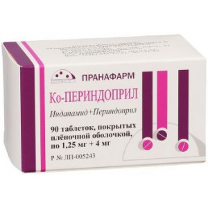 КО-ПЕРИНДОПРИЛ 1,25МГ.+4МГ. №90 ТАБ. П/П/О /ПРАНАФАРМ/