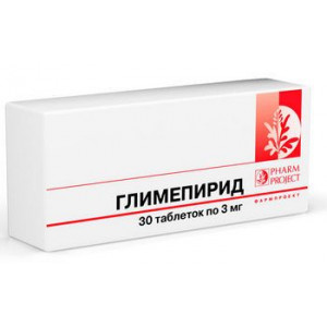 ГЛИМЕПИРИД 3МГ. №30 ТАБ. /ФАРМПРОЕКТ/