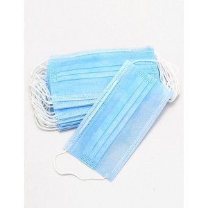МАСКА МЕД. ТРЕХСЛОЙНАЯ (3-Х) НА РЕЗИНКЕ №50 ГОЛУБАЯ