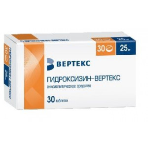 ГИДРОКСИЗИН-ВЕРТЕКС 25МГ. №30 ТАБ. П/П/О /ВЕРТЕКС/