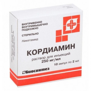 КОРДИАМИН 250МГ/МЛ. 2МЛ. №10 Р-Р Д/ИН. АМП. /БИОСИНТЕЗ/