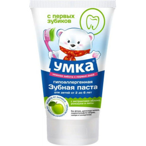 УМКА ЗУБ.ПАСТА ЯБЛОКО 2-6ЛЕТ 65Г.