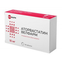 АТОРВАСТАТИН 10МГ. №90 ТАБ. П/П/О /ВЕЛФАРМ/