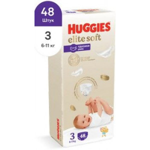 ХАГГИС ТРУСИКИ-ПОДГУЗНИКИ ЭЛИТ СОФТ 3/6-11КГ №48 [HUGGIES]