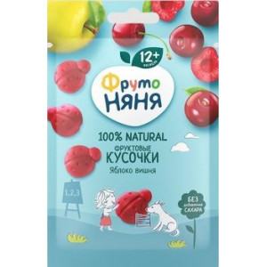 ФРУТОНЯНЯ ФРУКТОВЫЕ КУСОЧКИ ЯБЛОКО+ВИШНЯ 15Г. 12+МЕС.