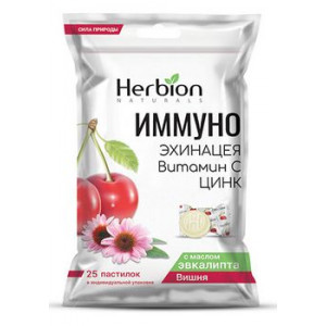ХЕРБИОН ИММУНО ЭХИНАЦЕЯ ВИТ.С+ЦИНК ВИШНЯ №25 ПАСТИЛКИ [HERBION]