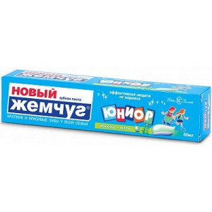 НОВЫЙ ЖЕМЧУГ ЗУБ.ПАСТА ЮНИОР ЯБЛОКО+МЯТА 50МЛ.